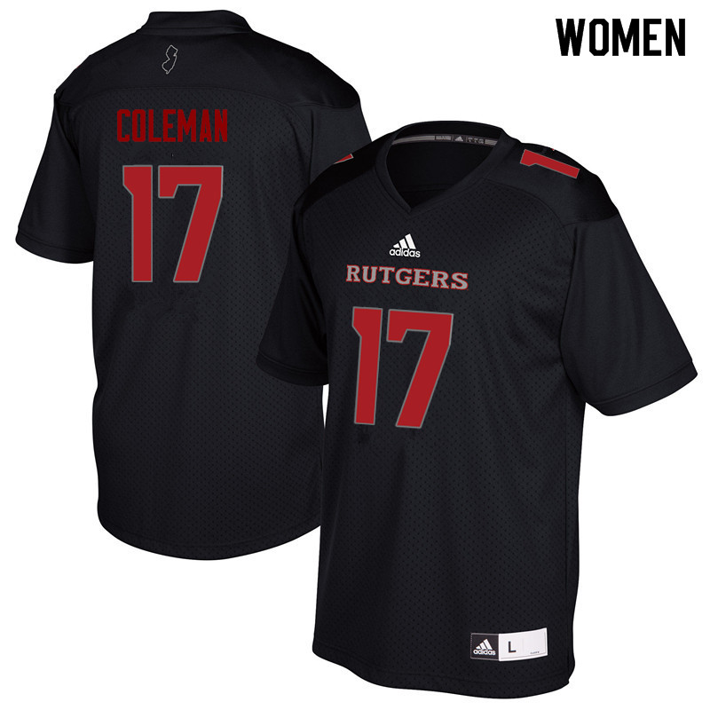Women #17 Brandon Coleman Rutgers Scarlet Knights College Football Jerseys Sale-Black - Click Image to Close